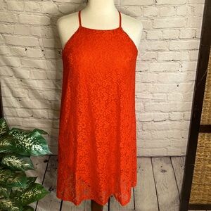 Maurices Red Sz small lace sleeves dress with spaghetti stapes